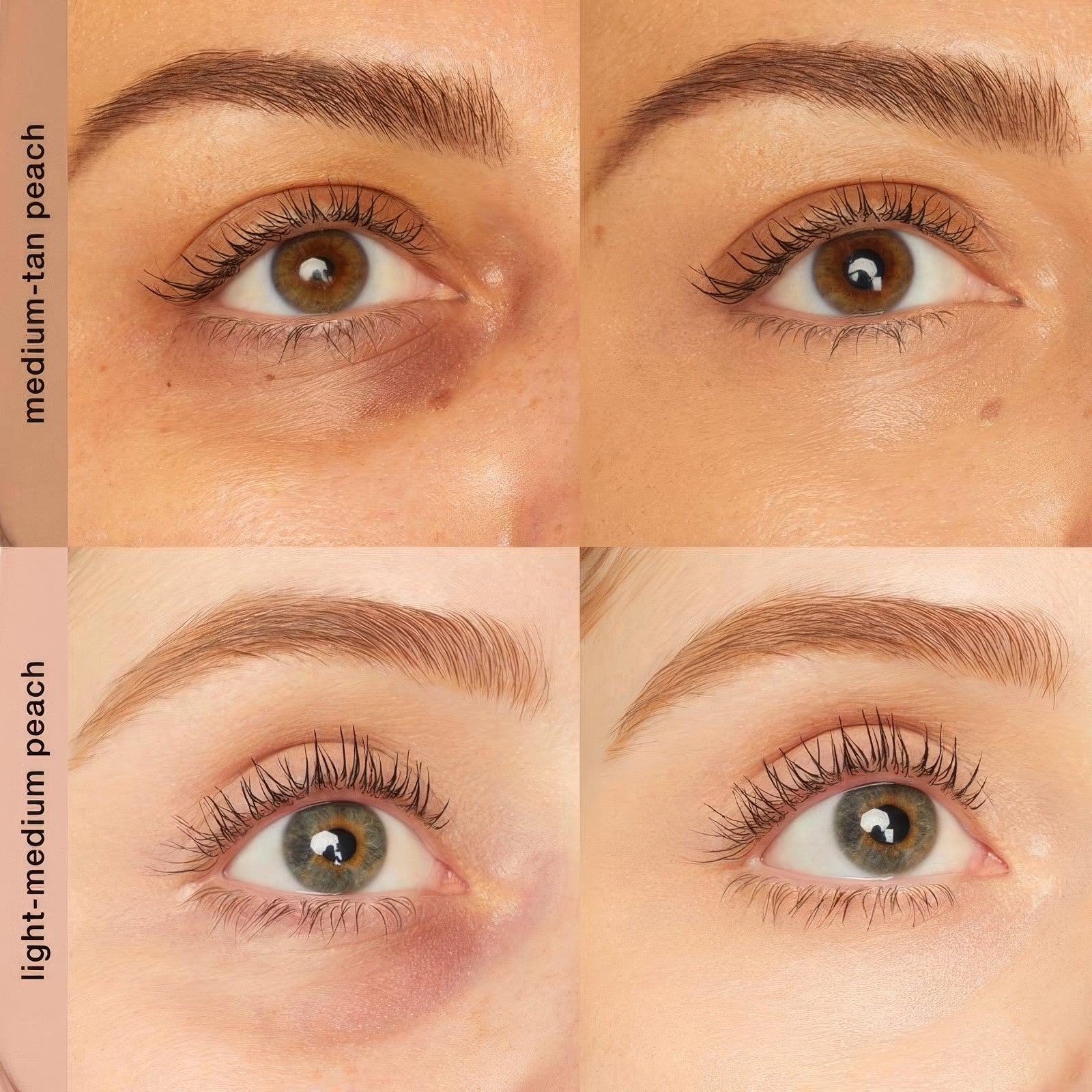 Antes e depois — Light-Medium Peach e Medium-Tan Peach
